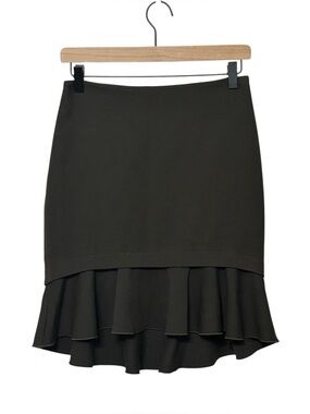 Zara Collection Frill Peplum Pencil Skirt in Dark Olive Green Size Small